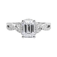 GIA Certified 0.79 Carat Solitaire Emerald Halo Infinity Platinum Diamond Ring
