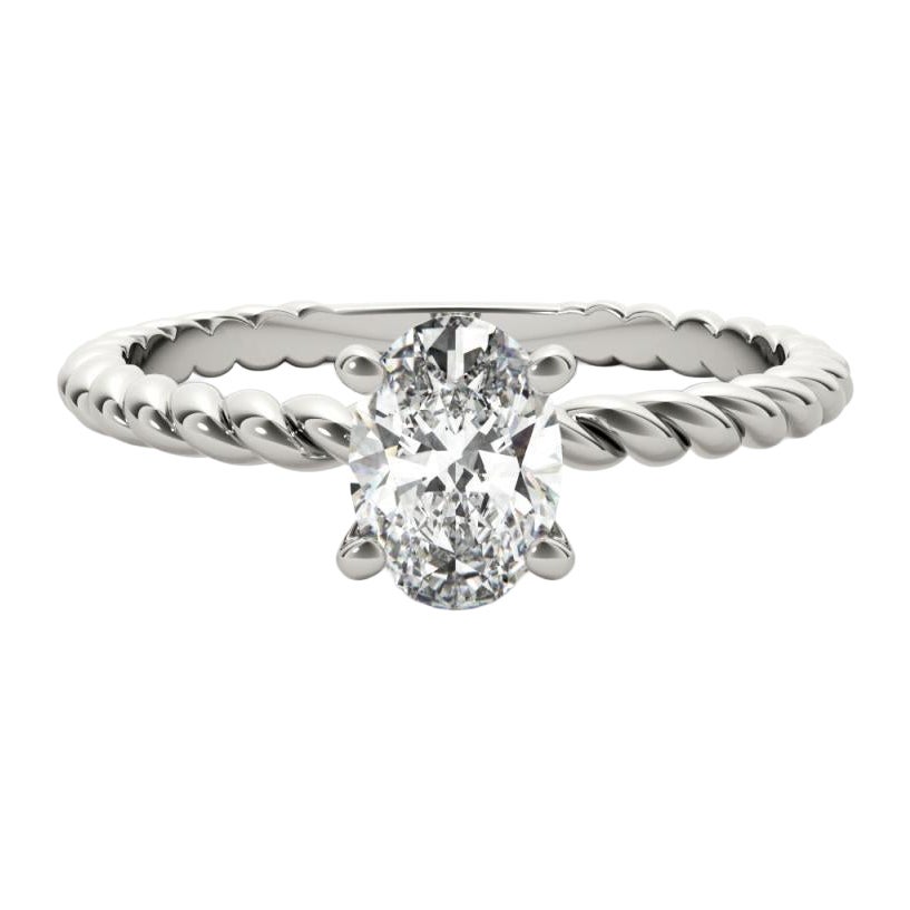 GIA Certified 0.79 Carat Twisted Band Oval Solitaire Diamond Ring