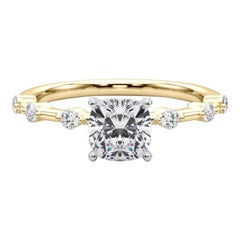 GIA Certified 0.8 Carat Cushion Diamond Bamboo Shank Diamond Ring