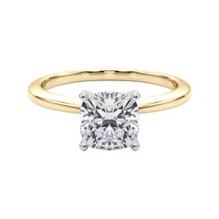 GIA Certified 0.8 Carat Cushion Prong Set Solitaire Diamond Ring