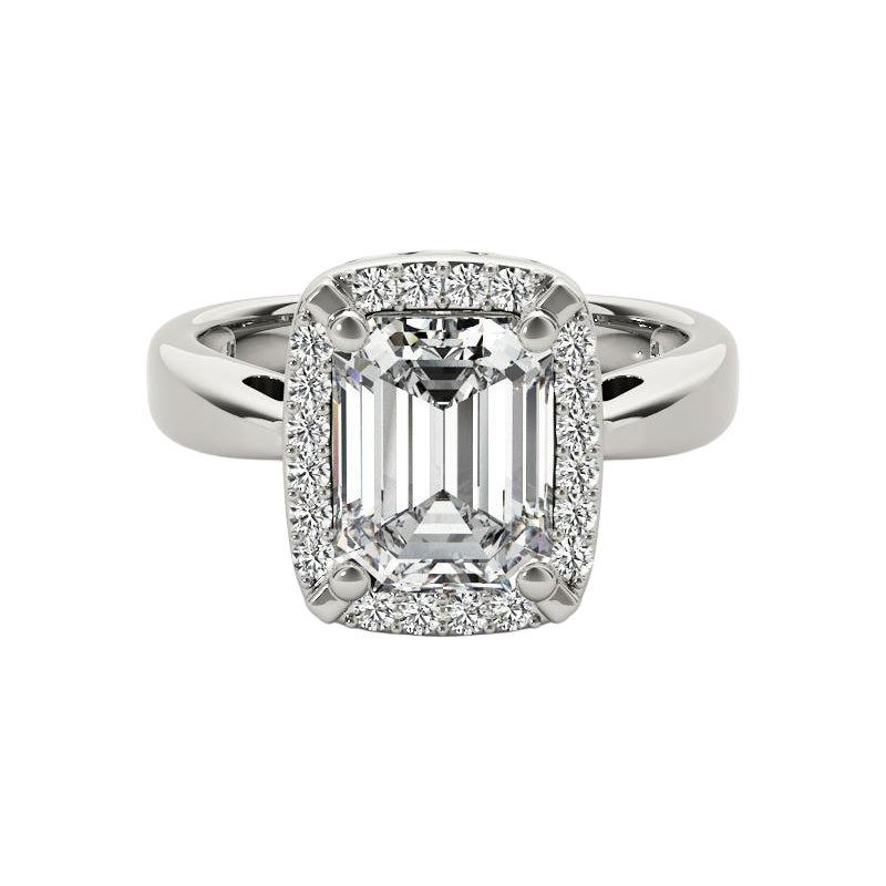 GIA zertifiziert 0,8 Karat Smaragd Halo Antik 18K Weißgold Diamantring