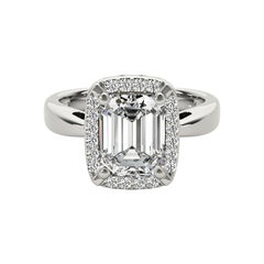 GIA zertifiziert 0,8 Karat Smaragd Halo Antik 18K Weißgold Diamantring