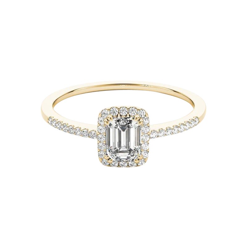 GIA zertifiziert 0.8 Karat Smaragd Halo Filigran Korb Diamant Ring