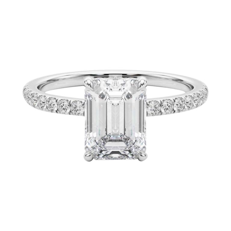 GIA zertifiziert 0.8 Karat Smaragd versteckt Halo Pave  Diamantring