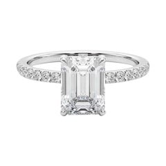 GIA Certified 0.8 Carat Emerald Hidden Halo Pave  Diamond Ring