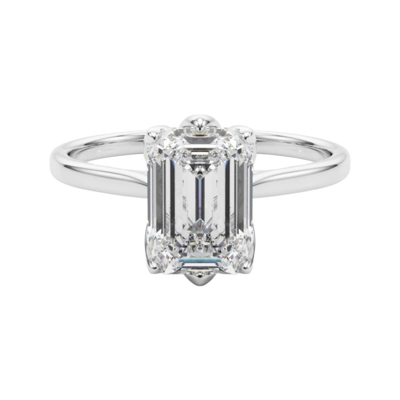 GIA Certified 0.8 Carat Emerald Solitaire Tulip Rose Platinum Diamond Ring