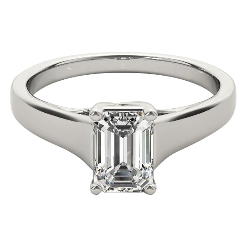GIA Certified 0.8 Carat Entwined Prong Cathedral Emerald Diamond Ring