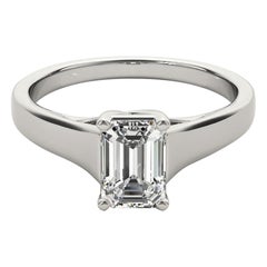 GIA Certified 0.8 Carat Entwined Prong Cathedral Emerald Diamond Ring