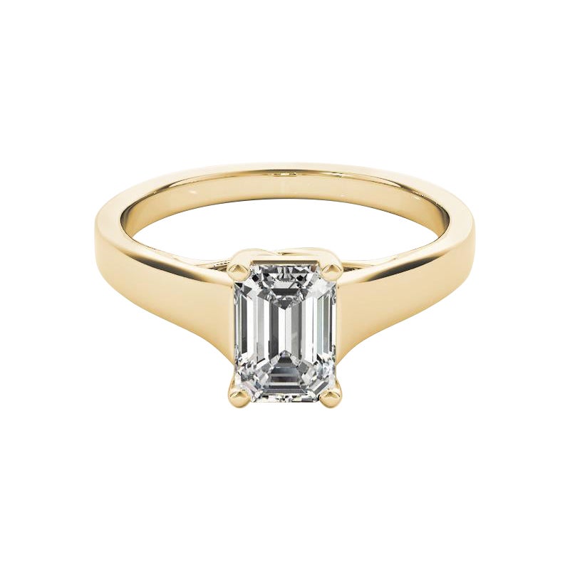 GIA Certified 0.8 Carat Entwined Prong Cathedral Emerald Diamond Ring