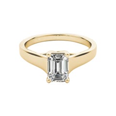 GIA Certified 0.8 Carat Entwined Prong Cathedral Emerald Diamond Ring