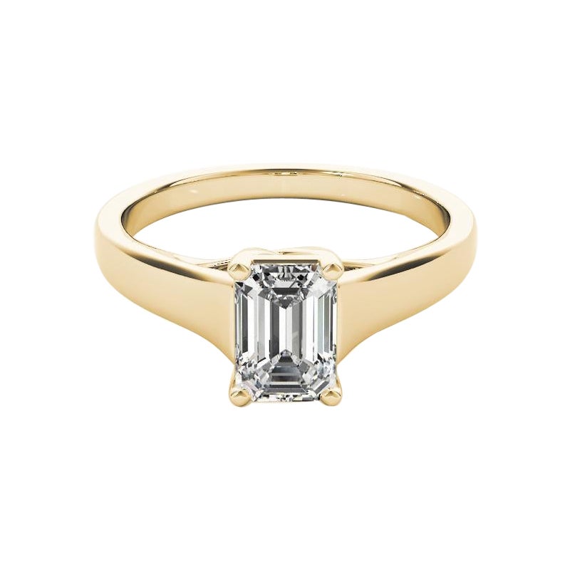 GIA Certified 0.8 Carat Entwined Prong Cathedral Emerald Diamond Ring