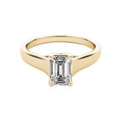 GIA Certified 0.8 Carat Entwined Prong Cathedral Emerald Diamond Ring