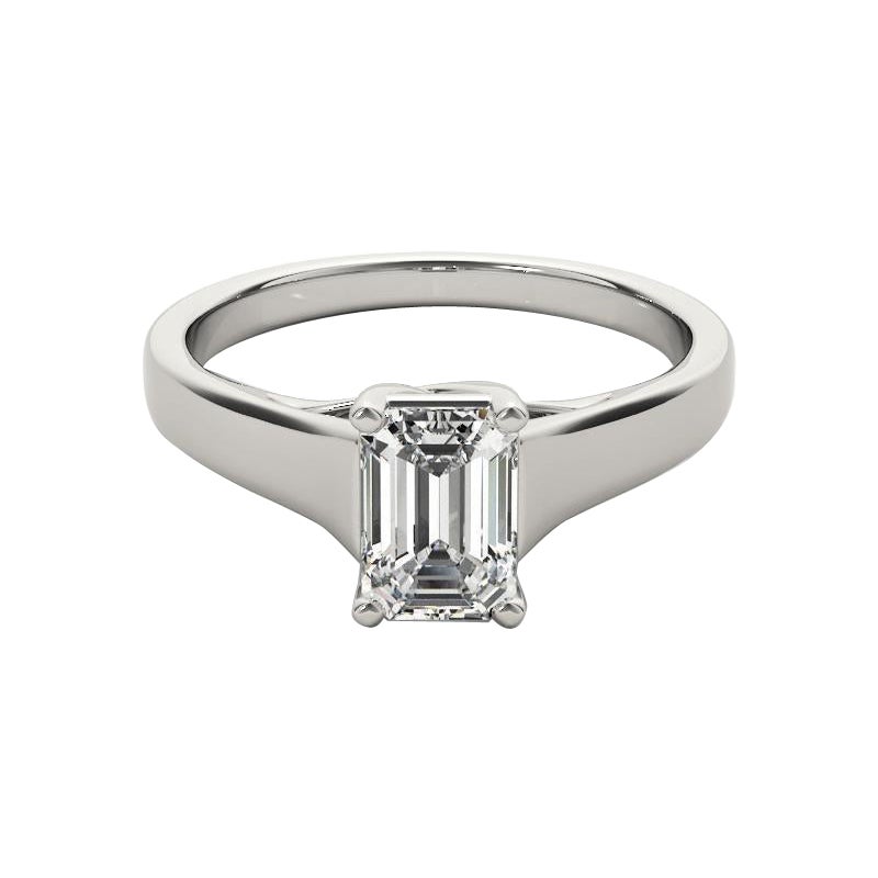 GIA Certified 0.8 Carat Entwined Prong Cathedral Emerald Diamond Ring