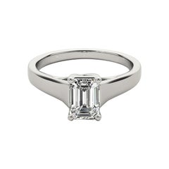 GIA Certified 0.8 Carat Entwined Prong Cathedral Emerald Diamond Ring