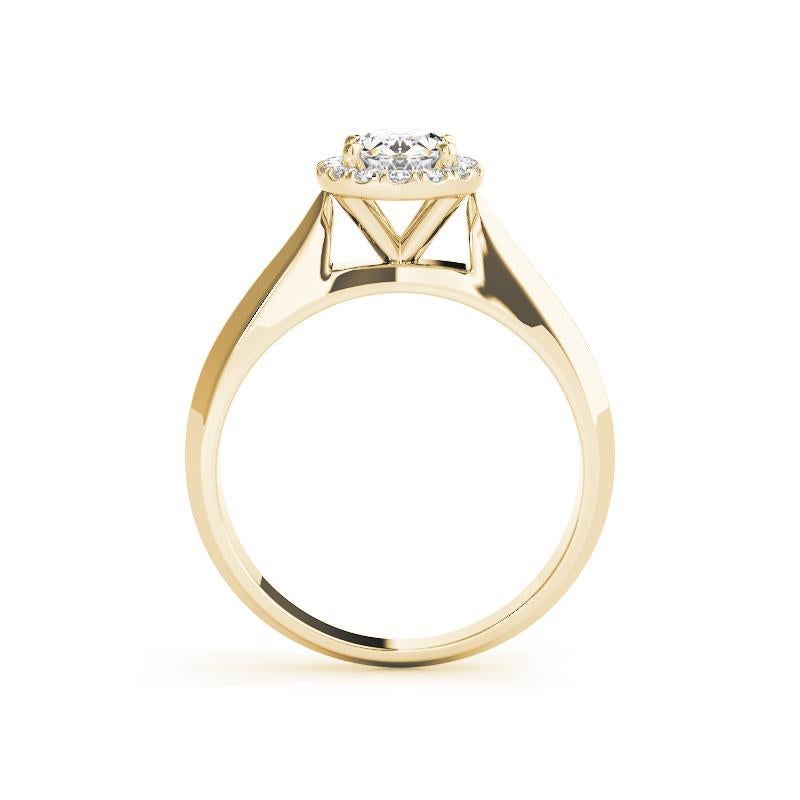 Donna GIA Certified 0,8 Carat Knife Edge Band Oval Halo 18K Yellow Gold Ring in vendita