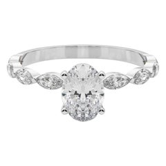 Anello con diamante solitario ovale a fascia con diamante certificato GIA da 0.8 carati