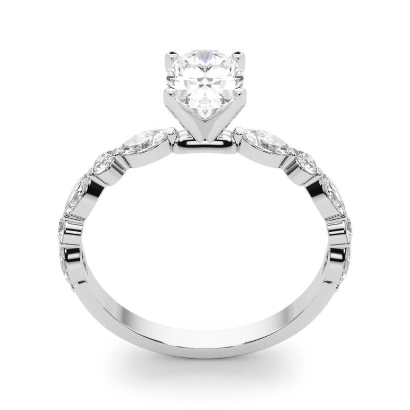 De las mujeres Anillo de diamantes en platino solitario con banda de diamantes ovalada de 0.8 quilates con certificado GIA en venta