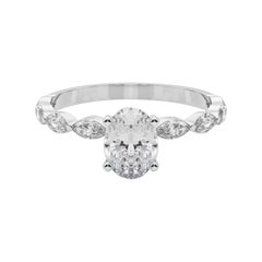 Anello con diamante ovale a fascia solitario in platino certificato GIA da 0.8 carati
