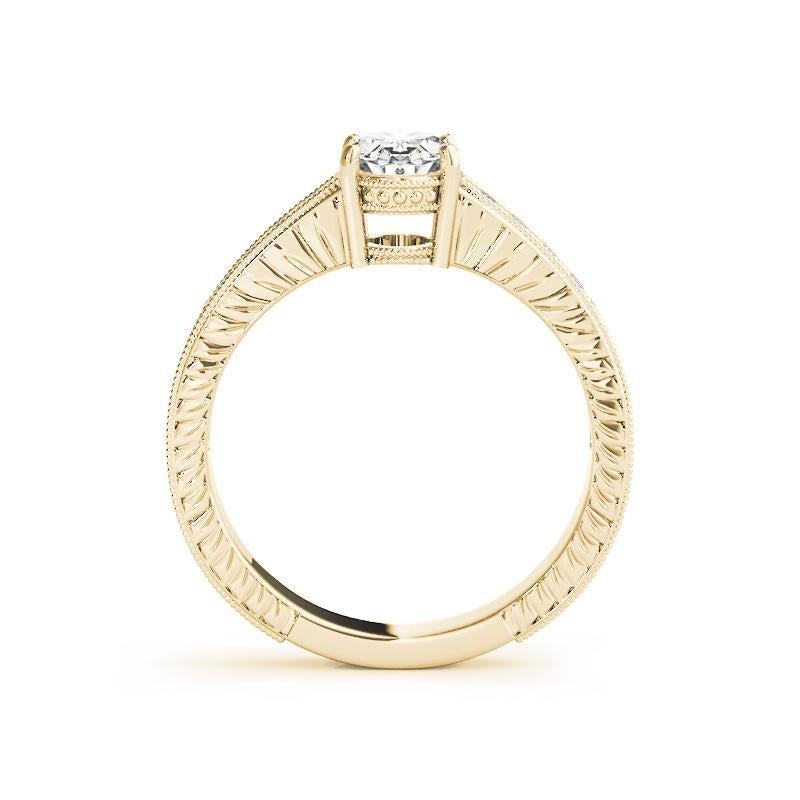 Anello con diamante ovale doppio cesto in oro giallo vintage certificato GIA da 0.8 carati In condizioni Nuovo in vendita a New York, NY