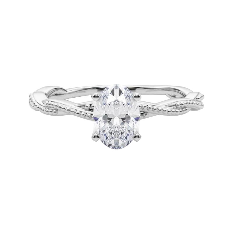 GIA Certified 0.8 Carat Oval Twisted Braided Band Diamond Ring