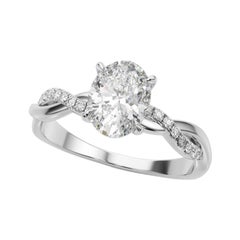 GIA Certified 0.8 Carat Pave Entwined Nature Band Oval Diamond Ring