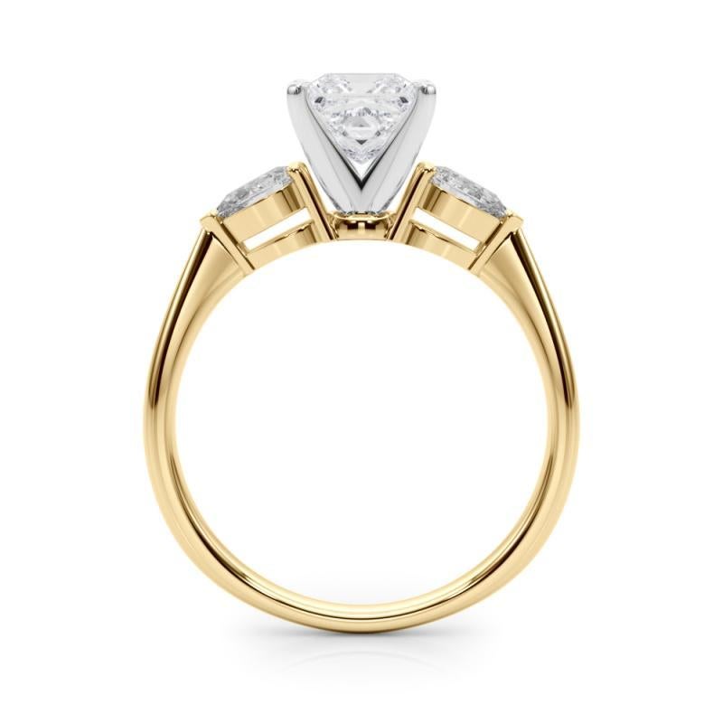 GIA-zertifizierter 0.8-Karat-Prinzessinnen-Ost-West-Diamantring mit drei Steinen im Zustand „Neu“ im Angebot in New York, NY