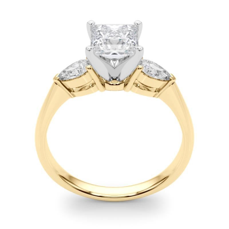 GIA-zertifizierter 0.8-Karat-Prinzessinnen-Ost-West-Diamantring mit drei Steinen Damen im Angebot