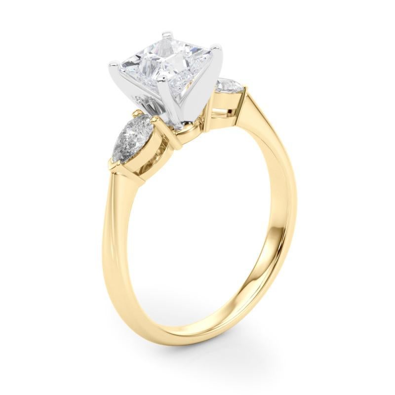GIA-zertifizierter 0.8-Karat-Prinzessinnen-Ost-West-Diamantring mit drei Steinen im Angebot 1