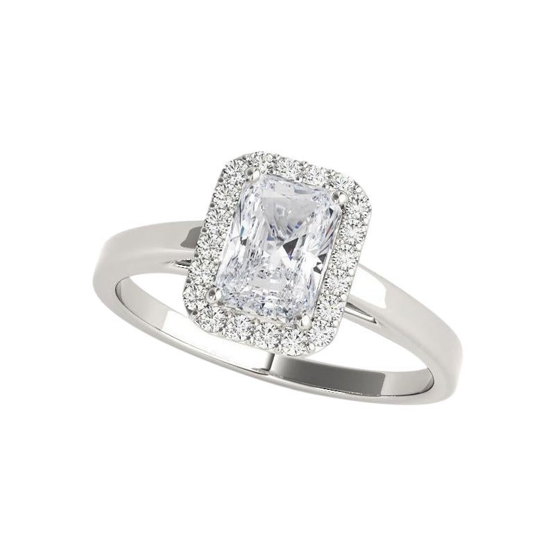 GIA certificato 0.8 Carati Radiant Halo  Anello con diamante
