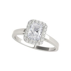GIA certificato 0.8 Carati Radiant Halo  Anello con diamante