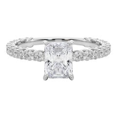 GIA Certified 0.8 Carat Radiant with Partial Eternity Diamond Ring