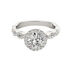 Bague à diamant tressé certifiée GIA de 0,8 carat en forme de halo rond entrelacé