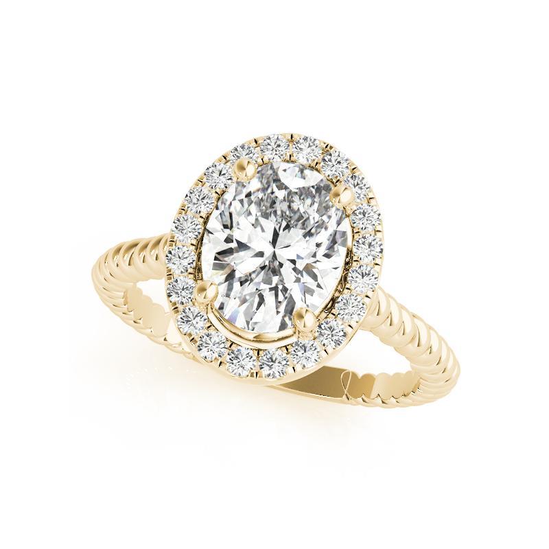 Taglio ovale GIA Certified 0.8 Carat Twisted Rope Oval Halo Cathedral Diamond Ring in vendita