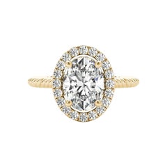 GIA Certified 0.8 Carat Twisted Rope Oval Halo Cathedral Diamond Ring