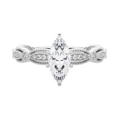 GIA zertifiziert 0.8 Karat Vintage Marquise Milgrain Band Platin Diamantring