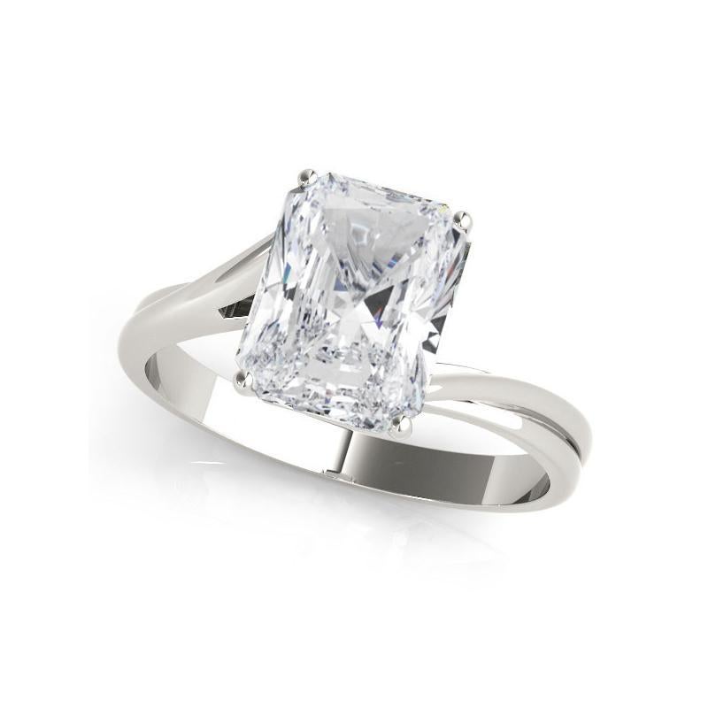 Taille radiant Bague à diamant certifiée GIA 0,80 carat en forme de panier, rayonnante et incurvée en vente
