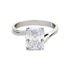 Bague à diamant certifiée GIA 0,80 carat en forme de panier, rayonnante et incurvée