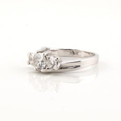 GIA Certified 0.80 Carat Diamond Trilogy 14K White Gold Ring