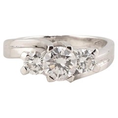 Anello GIA certificato con trilogia di diamanti da 0,80 carati in oro bianco 14K