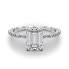 GIA Certificado 0.80 Quilates Esmeralda Oculta Halo Pave Banda Anillo Platino Diamante