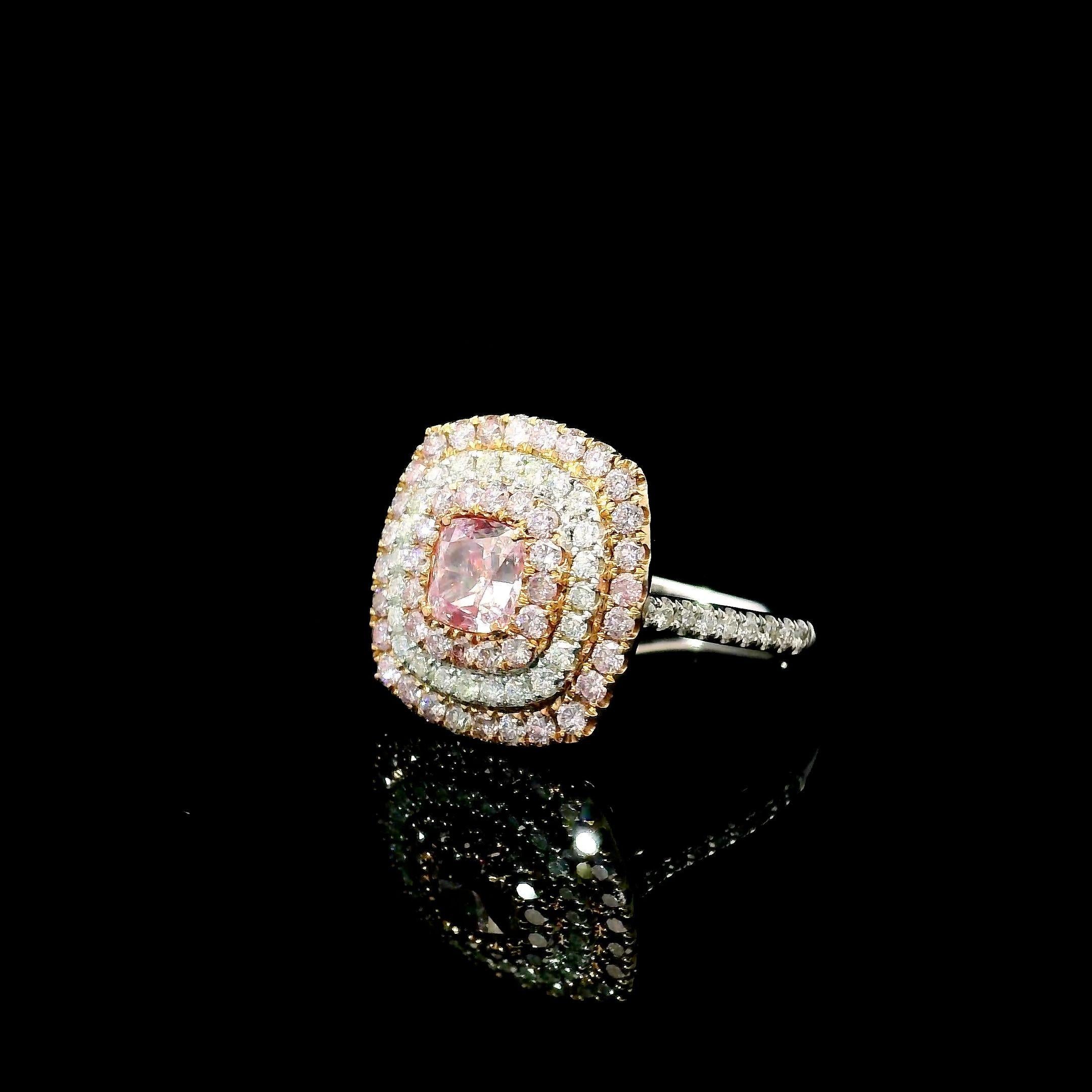 GIA Certified 0.80 Carat Faint Pinkish Brown VS2 Clarity Diamond Ring In New Condition For Sale In บางรัก, TH