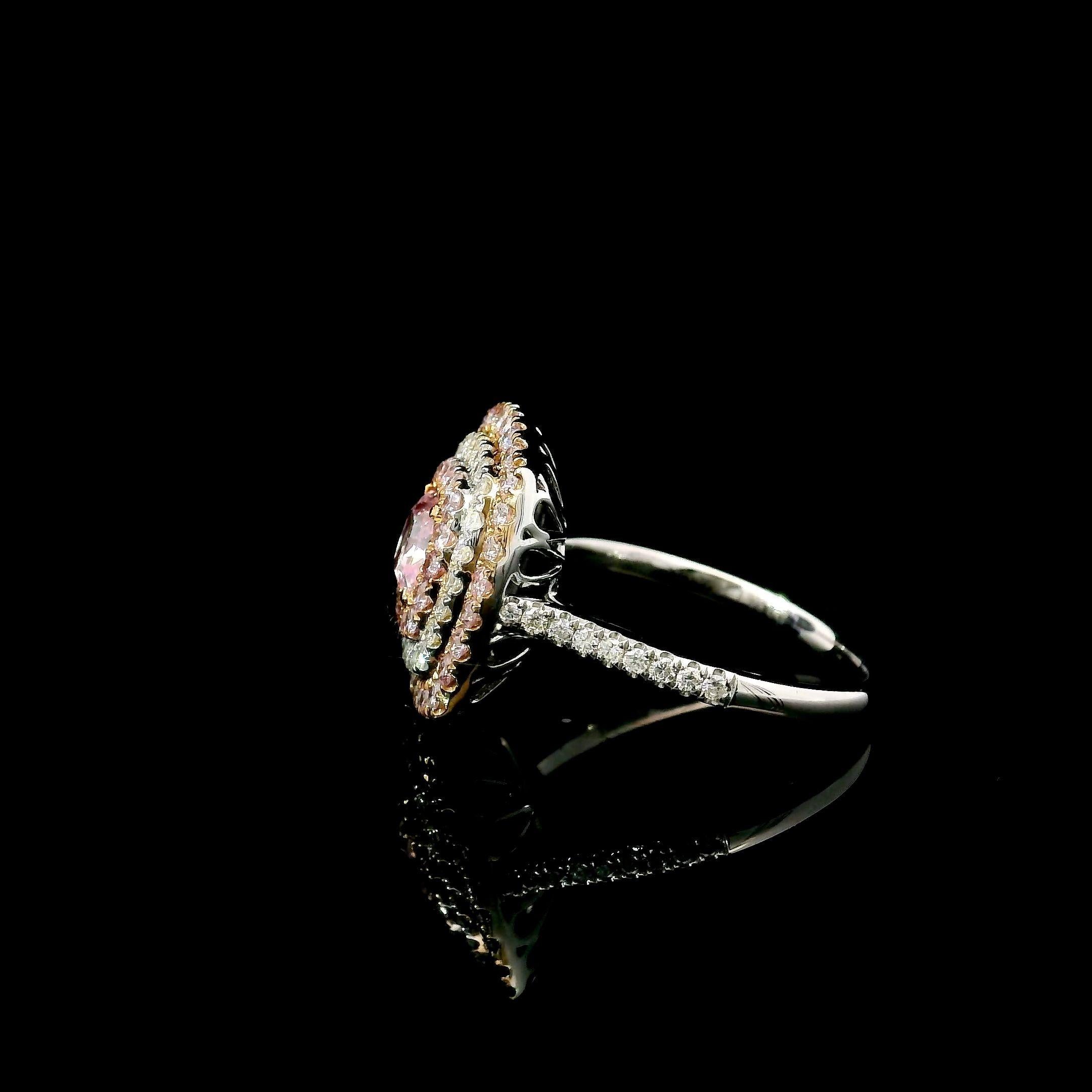 GIA Certified 0.80 Carat Faint Pinkish Brown VS2 Clarity Diamond Ring For Sale 1
