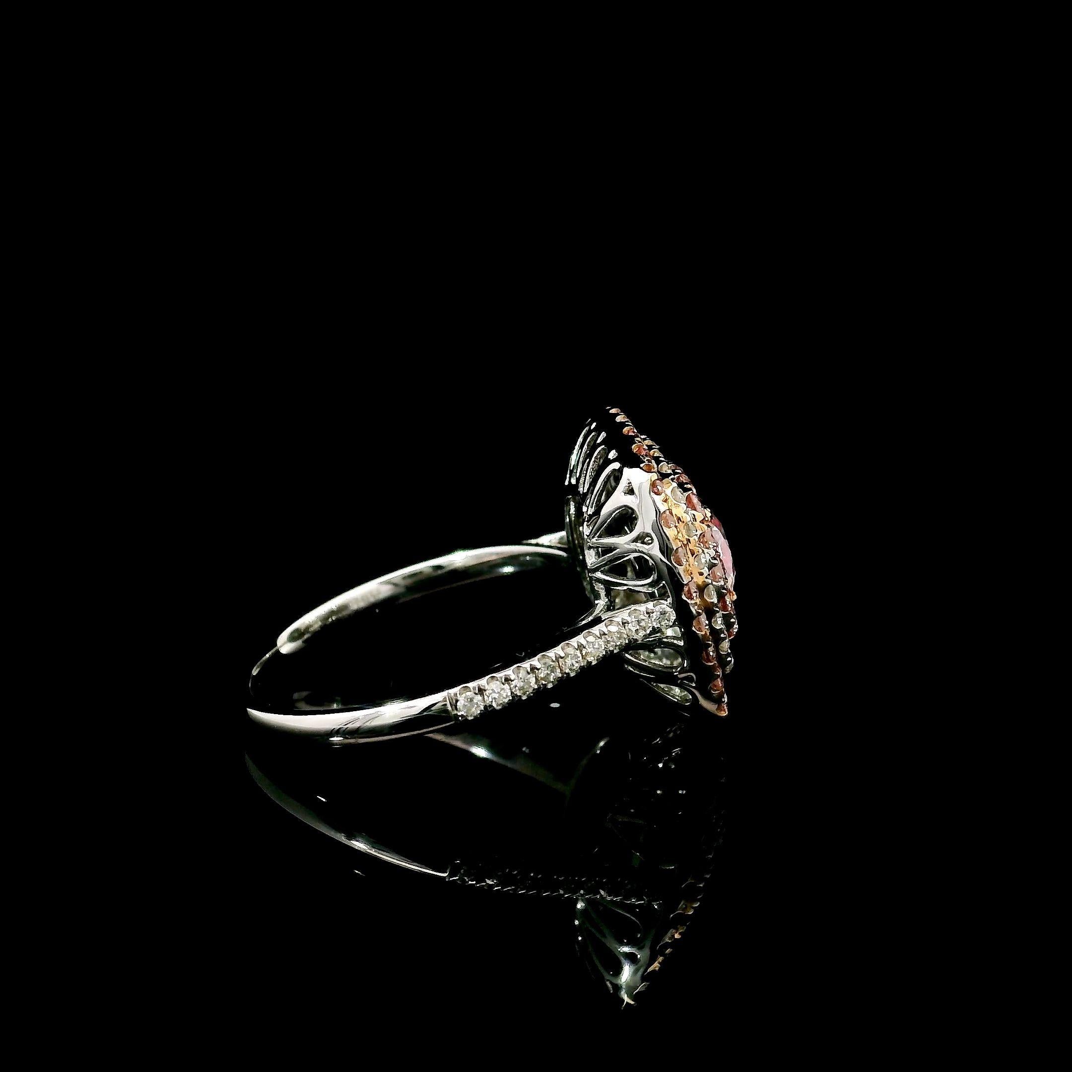 GIA Certified 0.80 Carat Faint Pinkish Brown VS2 Clarity Diamond Ring For Sale 2