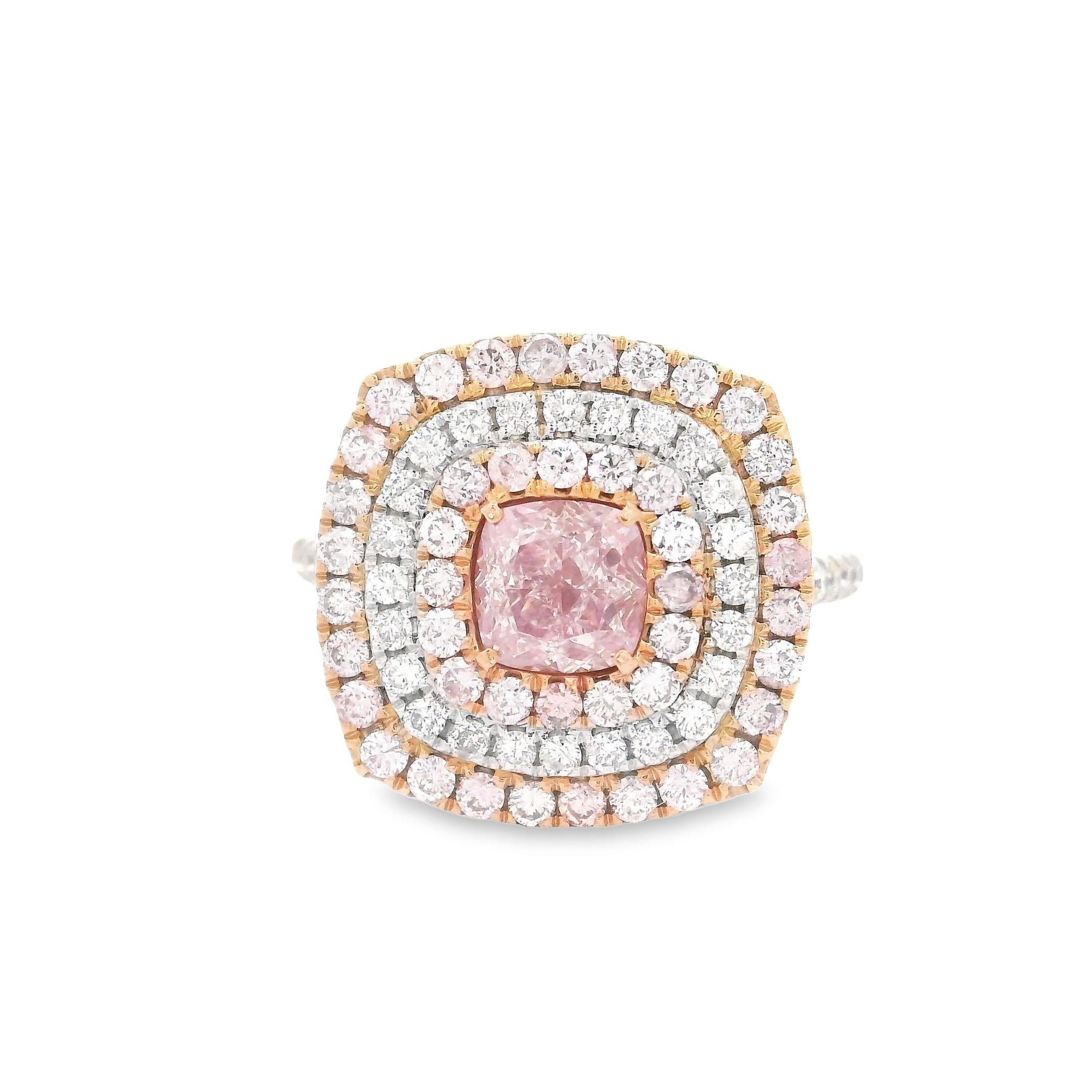 GIA Certified 0.80 Carat Faint Pinkish Brown VS2 Clarity Diamond Ring For Sale