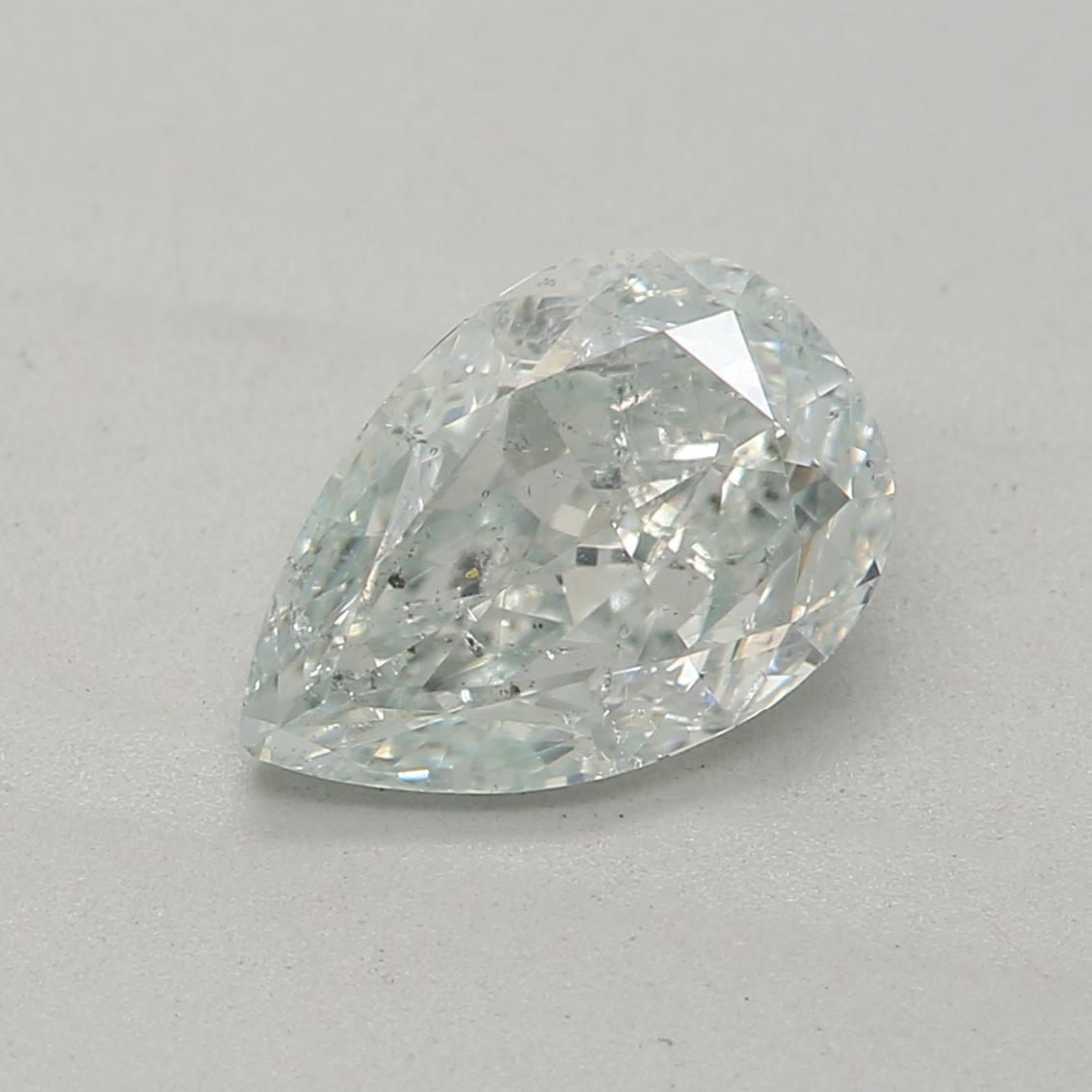 Certificate: GIA 
Report Number: 6372971684
Shape And Cut: Pear
Carat Weight: 0.80 carat
Measurements: 7.59 x 5.21 x 2.81 mm
Color Grade: Fancy Light Bluish Green

FEATURES OF THE DIAMOND:

This Fancy Light Bluish Green Diamond is a rare, colored