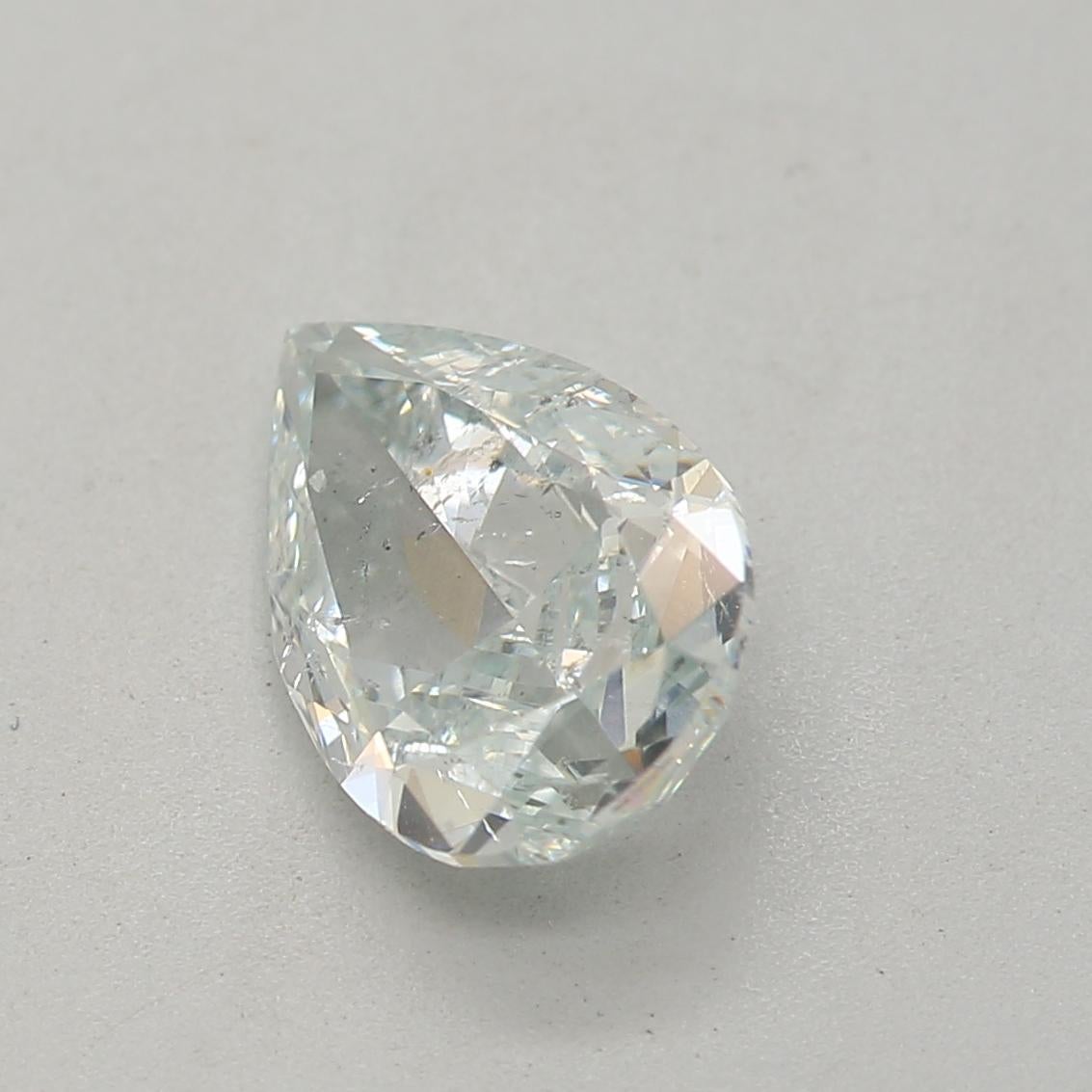 Pear Cut GIA Certified 0.80 Carat Fancy Light Bluish Green SI2 Clarity Diamond For Sale