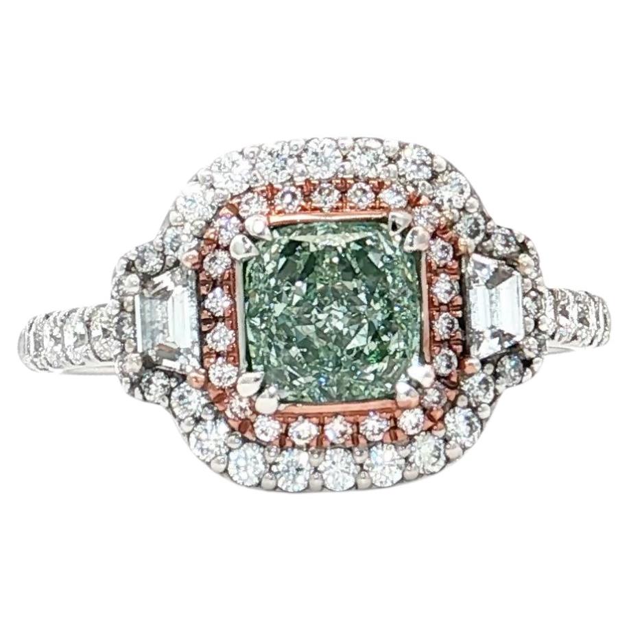 GIA Certified 0.80 Carat Fancy Light Green VVS2 Clarity Diamond Ring