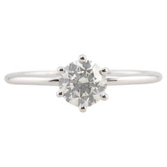 Certificado GIA  Anillo de compromiso de oro de 18 quilates con diamante redondo solitario