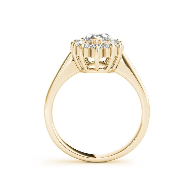 GIA Certificato 0,80 Carati Marquise Halo Anniversary Anello con diamante in oro giallo 18K In condizioni Nuovo in vendita a New York, NY