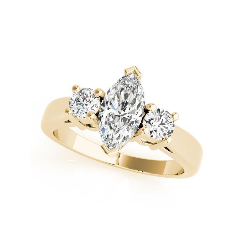 Taglio marquise GIA Certified 0,80 Carati Marquise Three-Stone Anniversary Diamond Ring in vendita